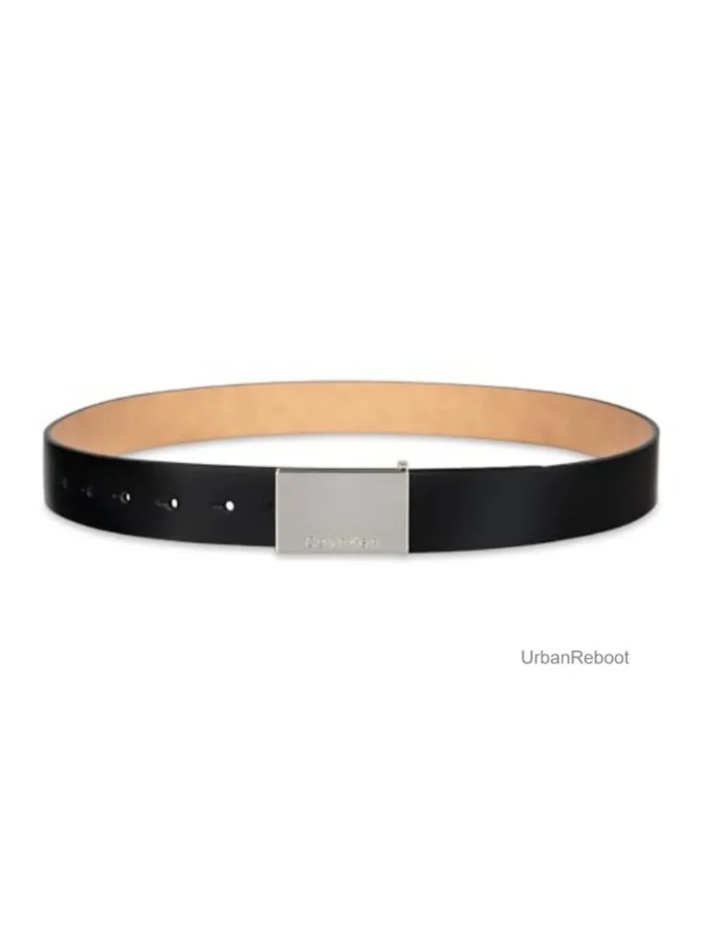 Calvin Klein Men's Leather Dress Belt - Plaque Buckle, 1.4